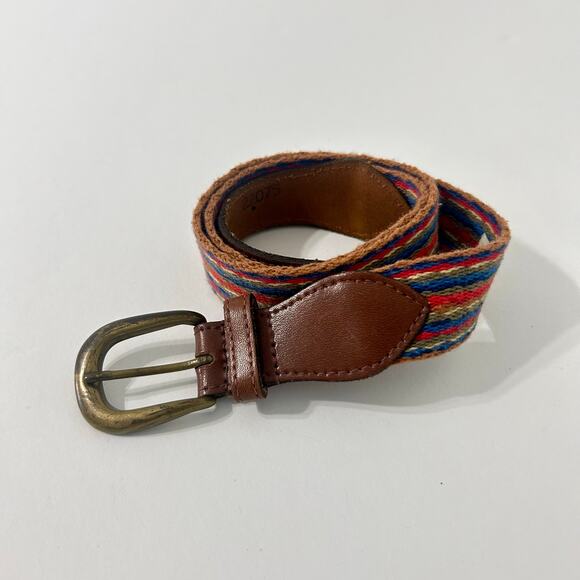 Vintage Liz Claiborne Woven Belt Leather USA Medium Southwestern Preppy - Picture 1 of 10